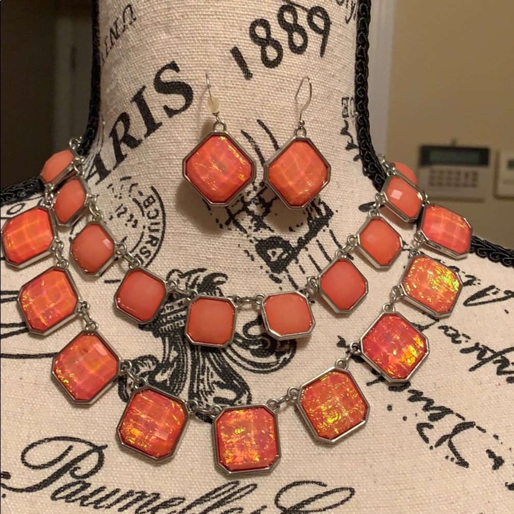 Charming Charlie Double Stranded Necklace with Matching Earrings